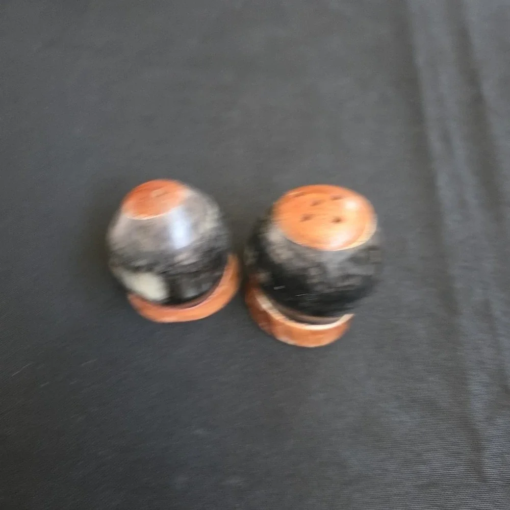 Wood & Bone Salt Pepper Shakers